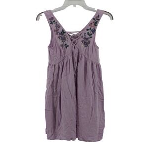 Aeropostale Tank Top Womens XS Purple Floral Embroidered Summer Boho Romantic